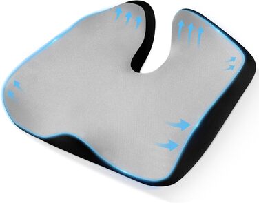 Ортопедична подушка для сидіння на офісне крісло, для спини, з memory foam, сіра
