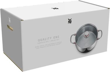 Набір каструль WMF Quality One 5 шт для індукції, полірована нержавіюча сталь з кришками, без покриття, з паровідводом