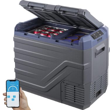 Автохолодильник VEVOR 32л 12/24В та 220В, компресорний, двозонний (-20~20°C) для кемпінгу, подорожей, фургону