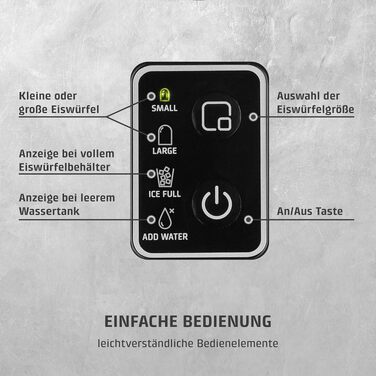 Льодогенератор Caso IceChef Compact: швидке виробництво льоду (12 кг/24 год), самоочищення, 1л резервуар, з лопаткою
