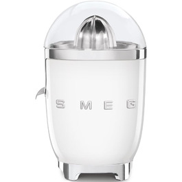 Соковижималка для цитрусових SMEG CJF11RDEU, електрична, 70 Вт, нержавіюча сталь, біла, антикрапельний носик, універсальний конус, фільтр, нековзні ніжки
