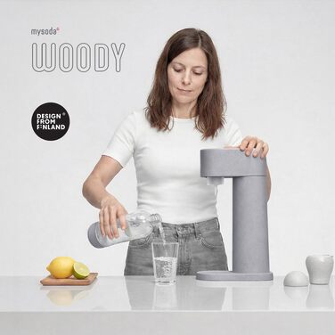 Сифон для газування води Mysoda Woody Wassersprudler (Pigeon), сірий, з CO2-циліндром