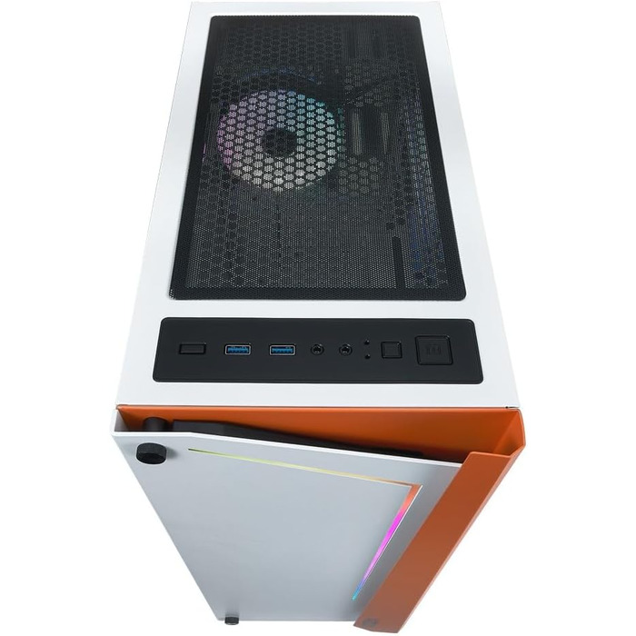 Корпус для ПК Azza Apollo 430W-DF2, білий/помаранчевий, загартоване скло, ATX Mid-Tower