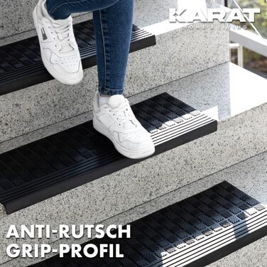 Набір з 5 гумових килимків для сходів KARAT 25x65 см, антиковзкі, вологозахисні, для зовнішнього використання