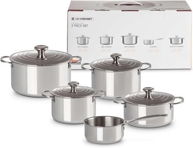 LE CREUSET Сковорода з антипригарним покриттям 24 см, нержавіюча сталь, 3-шарова, набір 5 шт.