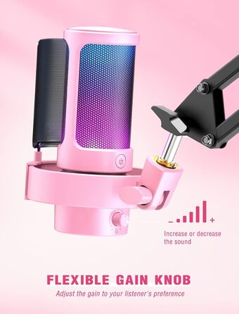 USB мікрофон FIFINE для ПК, ігор, стрімінгу та подкастів з RGB підсвічуванням, кнопкою вимкнення звуку, виходом для навушників і поп-фільтром, сумісний з PS4, PS5 та Mac