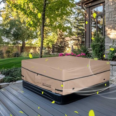 Водонепроникний чохол для гідромасажного джакузі Whirlpool ULTCOVER, квадратний, 600D поліестер, 203 x 203 см, коричневий