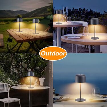 Klighten Набір з 2-х бездротових LED настільних ламп з акумулятором, димуванням, IP54, 21 см, USB-C, для дому та вулиці, антрацит, 3000K-6000K, тепле/нейтральне/холодне світло