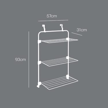 Сушарка для білизни Metaltex Gale, настінна, сіра, епотерм-покриття, 3,5x58x87 см, для дверей та душової кабіни