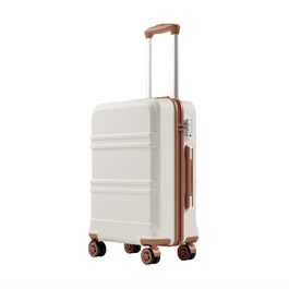 Ручна поклажа KONO: Валіза для кабіни з ABS+PC, 52x38x21 см, для Lufthansa та Eurowings, легка дорожня валіза на колесах із TSA-замком (Кремовий білий)