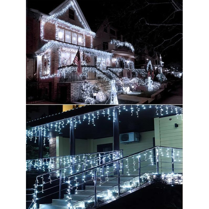 Світлодіодна гірлянда-завіса Eisregen для вулиці, LED світловий дощ (холодне біле світло, 10м x 30м)