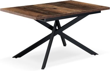 Розсувний обідній стіл LARS B&D Home, 120-160 x 80 см, на 4-6 осіб, з масиву дерева Texas-Eiche, чорний, для кухні/їдальні, індустріальний стиль