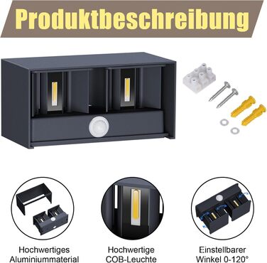 Стічний LED світильник Klighten 24W для вулиці та дому, IP65, Up-Down, тепле біле світло 3000K, регульований кут проміння, антрацит RAL 7016