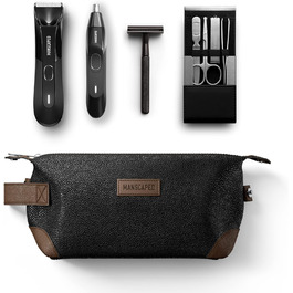 MANSCAPED™ The Tool Box 4.0 Набір для чоловічого догляду: електричний тример для тіла Lawn Mower™ 4.0, тример для носа і вух Weed Whacker™ 2.0, бритва Plow™ 2.0, манікюрний набір Shears™ (4 предмети), косметичка Shed™