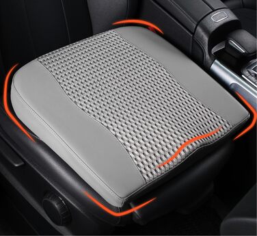 Автомобільна подушка Lofty Aim з піни Memory Foam для водія: підтримка спини, зняття болю при ішіасі, для автокрісла, офісного крісла, візка (сіра, PU-шкіра, 4D Mesh)