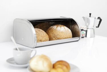 Контейнер для хліба Brabantia Rollbrotkasten, великий хлібник із плоским верхом, матова сталь, One Size