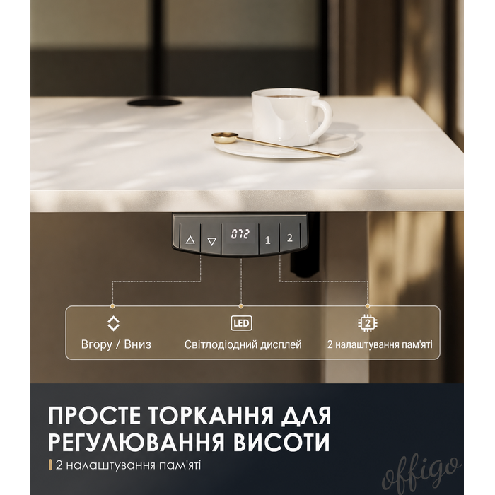 Електричний регульований стіл 180х80 см, ергономічний комп'ютерний стіл з пам'яттю, геймерський письмовий стіл для дому та офісу, білий