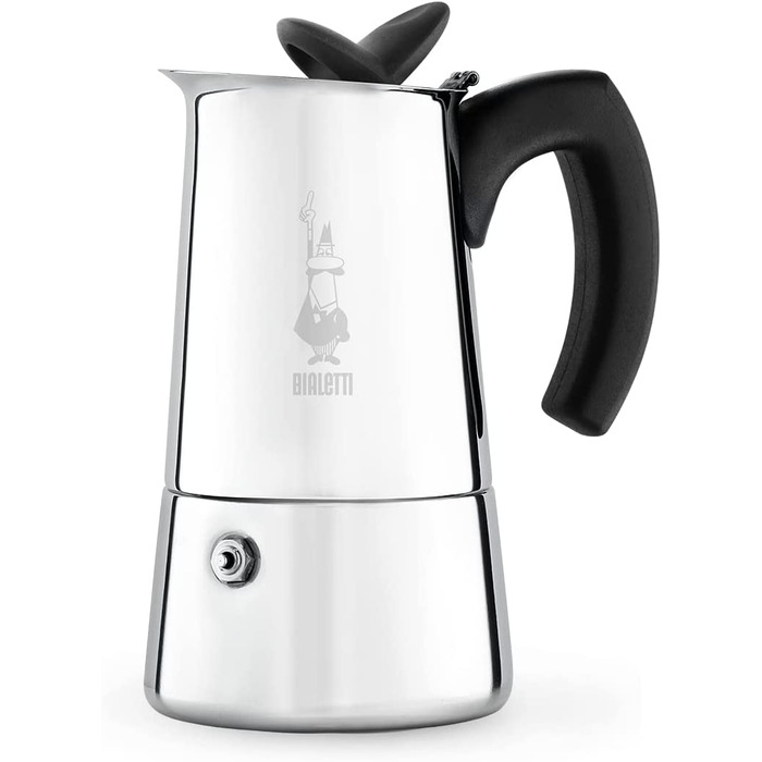Кавоварка Bialetti Musa Induction з нержавіючої сталі для всіх типів плит, 6 чашок (270 мл), срібляста