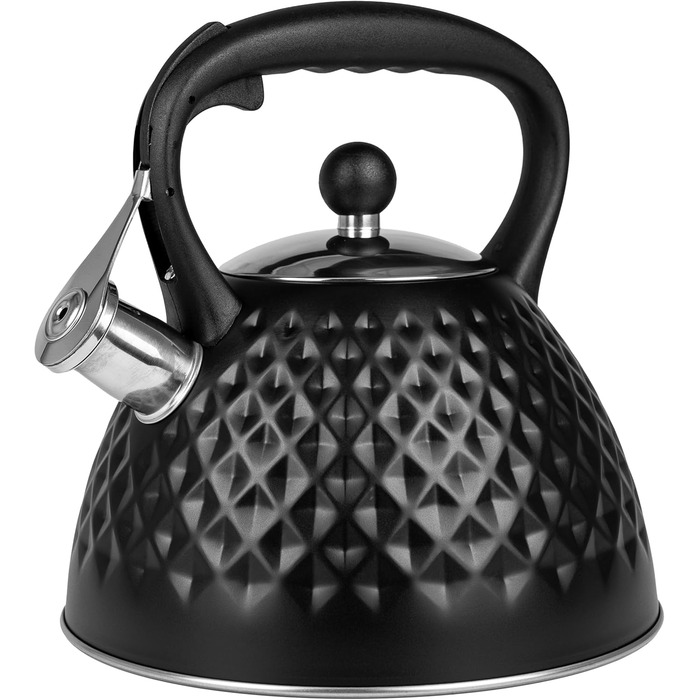 Чайник для плити Induktion 3L, чорний, з авто-свистком, нержавіюча сталь