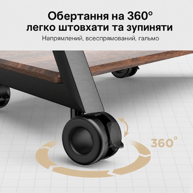 Комплект поворотних меблевих коліс FITUEYES (4 шт.), з гальмами, різьба M8, витримують до 80 кг