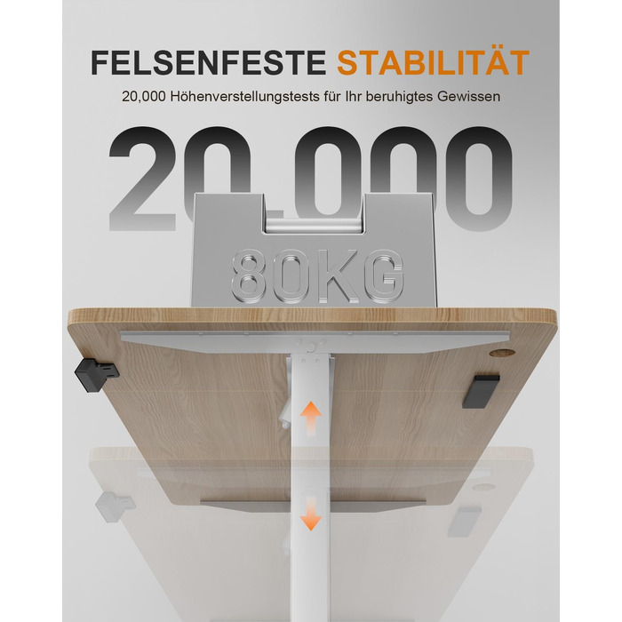 Електричний підйомний стіл HLONONE 140x60 см з USB-портом та розеткою, регульований комп'ютерний стіл з пам'яттю на 2 режими, колір клен