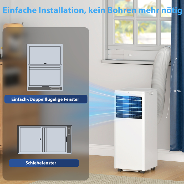 Портативний кондиціонер 7000 BTU, 4-в-1: охолодження, осушення, вентиляція та нічний режим