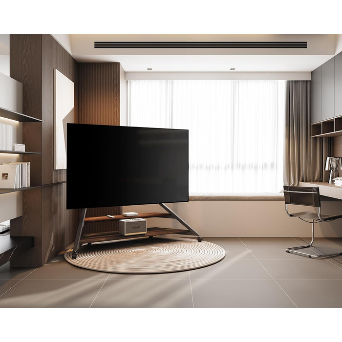 Мобільна TV стійка FITUEYES Design для телевізорів 75-100 дюймів, до 85 кг, регульована висота (14 положень), з полицею та кабель-менеджментом