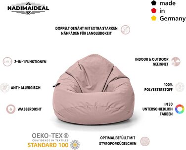 Мішок для сидіння Sitzsack Tropfenform Kastanie рожевий, XL (77 см) – для дітей та дорослих, EPS наповнювач, для дому та вулиці, геймерський пуф