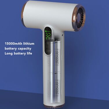 Портативний акумуляторний фен Bewinner Pro 200W, 3 швидкості та 3 температури, бездротовий фен для волосся з цифровим дисплеєм, для жінок, для подорожей та кемпінгу, білий