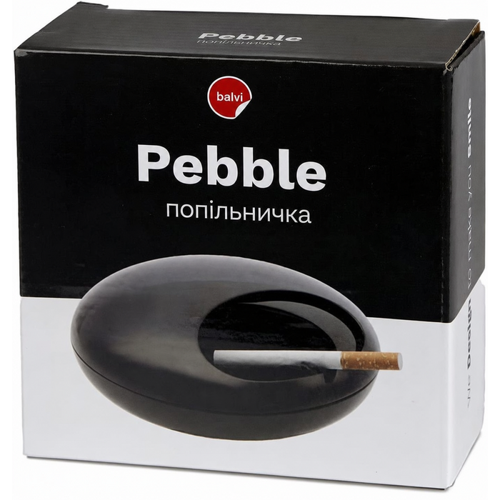 Преміум попільничка Balvi Pebble з кришкою, чорна