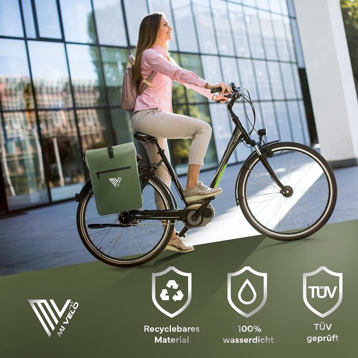 Велосумка на багажник MIVELO 3в1: рюкзак, сумка через плече, водонепроникна, без ПВХ, з відділенням для ноутбука, карбон