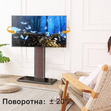 Стійка для телевізора FITUEYES з поличкою, для телевізорів 32-65 дюймів, до 40 кг, VESA 400x400 мм, регульована по висоті, поворотна