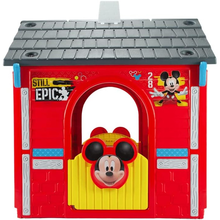 Дитячий будиночок Mickey Mouse INJUSA (від 3 років) для вулиці, червоний, пластик. Офіційний Disney будиночок з 3 дверима та 1 вікном для хлопчиків та дівчаток.