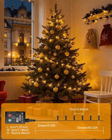 Світлодіодна гірлянда Kinamy для вулиці на батарейках, 20м, 100 LED, акумулятор 3600mAh, перезарядна