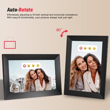 Цифровий фоторамка 10.1 дюйма з Wi-Fi, IPS-екраном та 32GB пам'яті | Frameo App, дистанційне керування зі смартфона, календар, погода