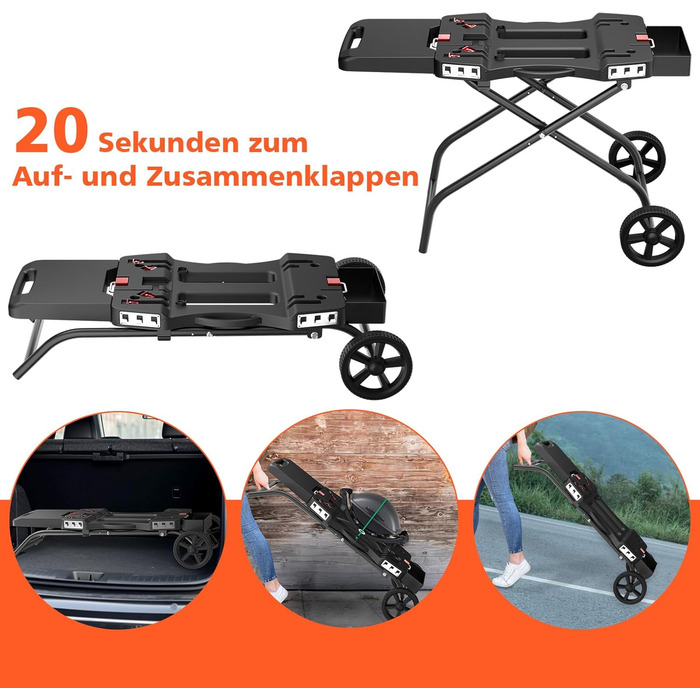 Тристопільний гриль-возок Denmay для Ninja Woodfire OG700 серії, складаний гриль-стійка для Ninja OG701, Pit Boss 10697/10724, 57см Blackstone, Traeger Ranger, з підставкою для столу та кошиком (Dm01)