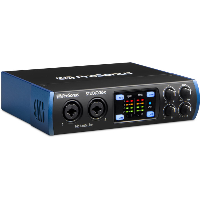 Аудіоінтерфейс PreSonus Studio 24c USB-C для запису, стрімінгу та подкастингу з пакетом програмного забезпечення (Studio One Artist, Ableton Live Lite)