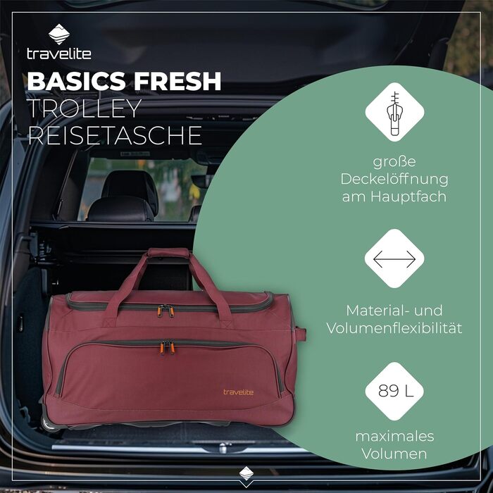 Дорожня сумка на колесах Travelite Basics Fresh L, 89 л, бордова, 71 см