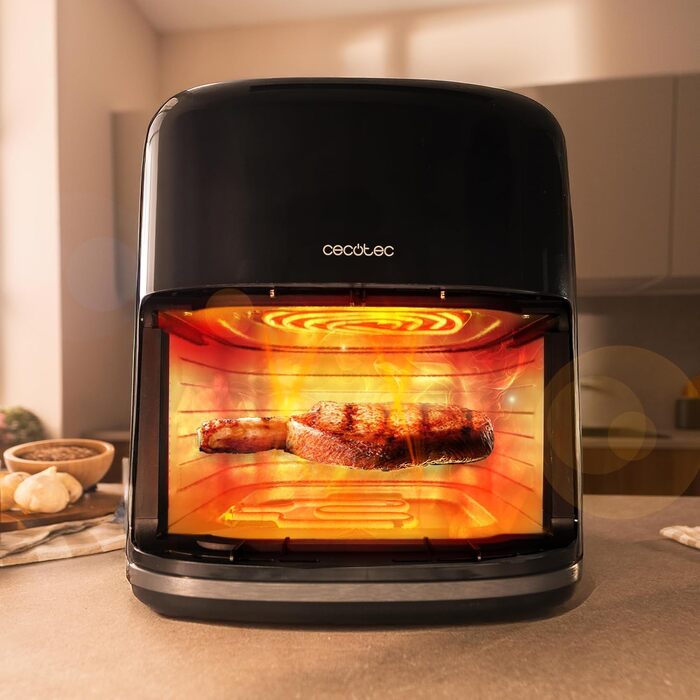 Аерофритюрниця-гриль Cecotec Cecofry Grill Smokin'Prime 4000, 4 л, 1900 Вт, з функцією копчення, гриль-панеллю та рухомою перегородкою, чорна