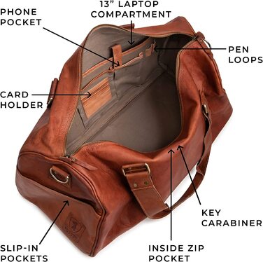 Дорожня шкіряна сумка Berliner Bags Oslo, коричнева, 45 л, для жінок і чоловіків
