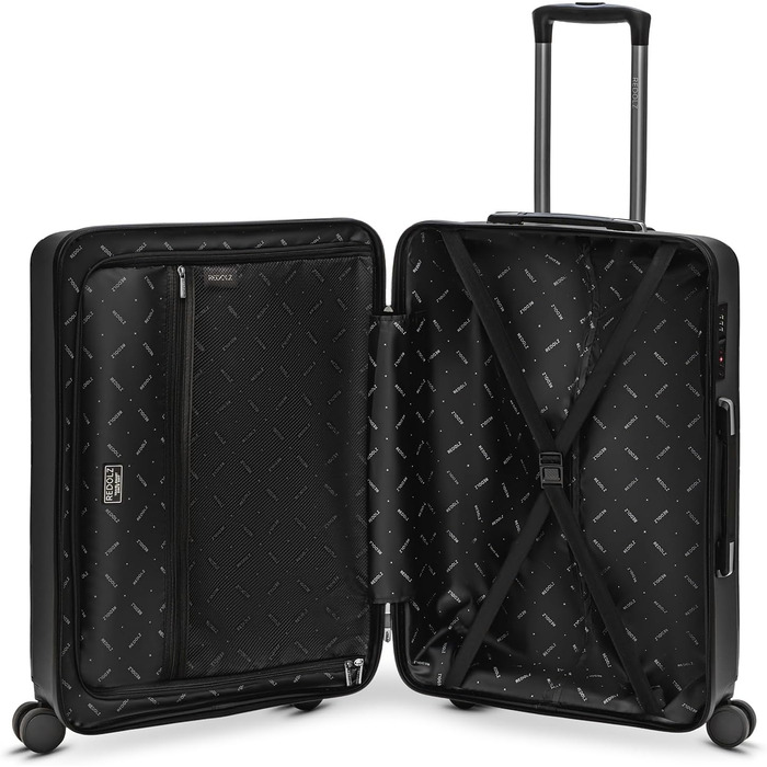 Валіза середня REDOLZ Essentials 05, 67 см, чорна, поліпропілен, 4 подвійні колеса, TSA-замок