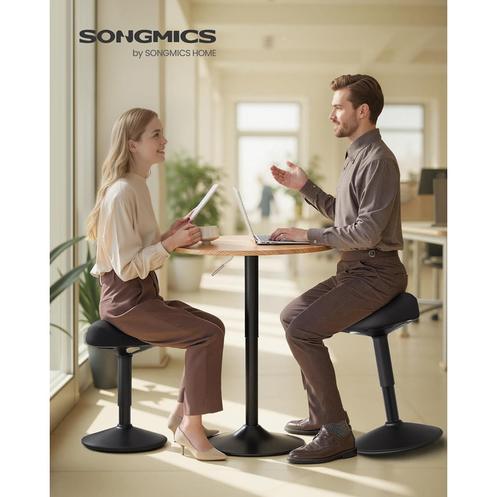 SONGMICS Стілець-табурет для стоячи, регульований по висоті, 48-65.5 см, чорний, OSC018BH01. Активний стул для офісу та дому.