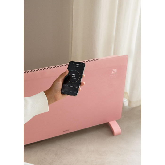 Електричний скляний конвектор з Wi-Fi, LED-екраном, 2000 Вт, пастельно-рожевий, CREATE/WARM CRYSTAL