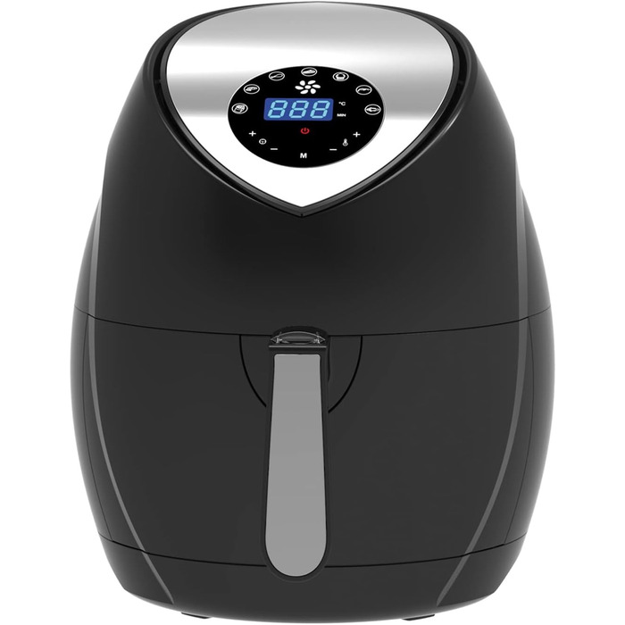 Фритюрниця з гарячим повітрям ECO-AIR-PROFI DC-1400W, чорна, цифрове сенсорне управління, без масла, для здорового смаження, міні духовка, гриль, таймер