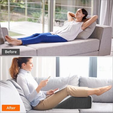 Подушка для ніг QWORK® 61x51x20 см, ергономічна з піни Memory Foam для підтримки вен, подушка для підняття ніг