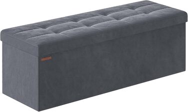 Складаний пуф SONGMICS з місцем для зберігання, оксамитовий, 110x38x38 см, до 300 кг, сіро-грифельний, для вітальні, спальні, передпокою