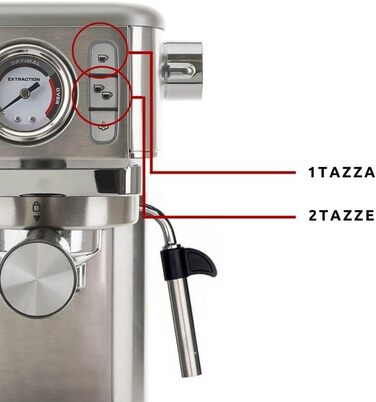 Кавомашина еспресо Ariete Slim Metal 1381 с манометром, 15 бар, для кави в зернах та ESE-падів, капучинатор, 1300 Вт, срібляста