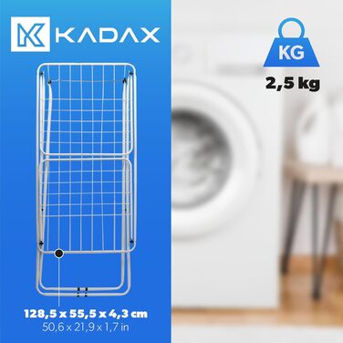 KADAX Сушарка для білизни з крилами, складна, 18/23 м, сталевий порошковий каркас, біла, 2-крила