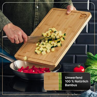 Набір кухонних дощок Deer & Oak з бамбука XXL та велика (43x30 & 38x25 см), попередньо оброблені олією, для м'яса та овочів