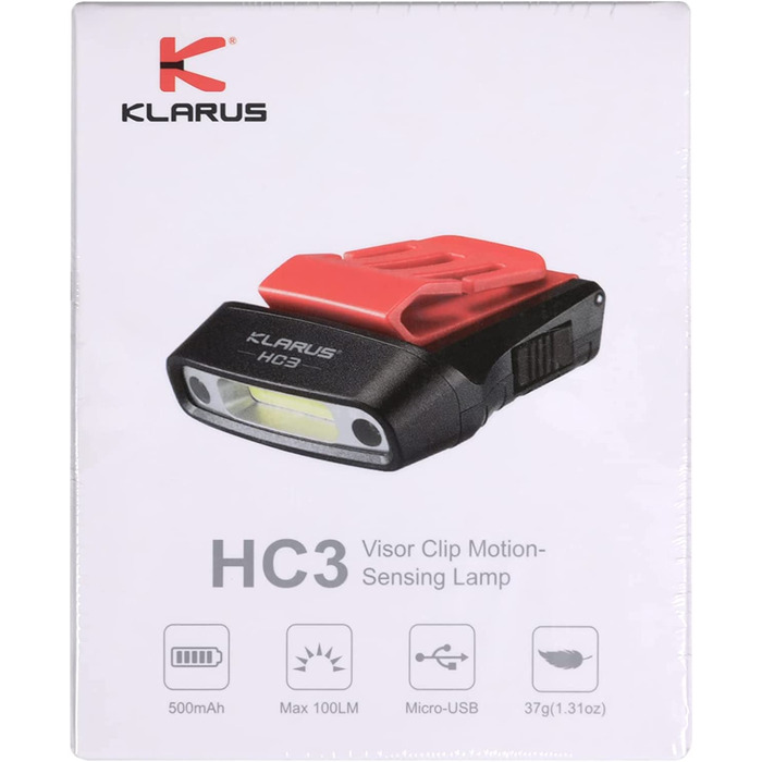 Klarus HC3 LED-ліхтар на кепку з білим і червоним світлом, сенсорним керуванням, 5 режимів, для полювання, кемпінгу та риболовлі